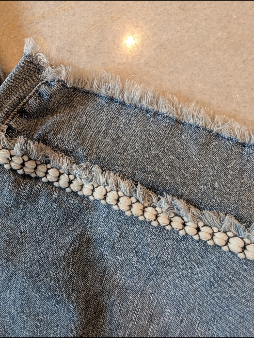 Chico's Perfect Stretch Girlfriend Straight Leg Cropped Jeans With Embellished H - Picture 2 of 8